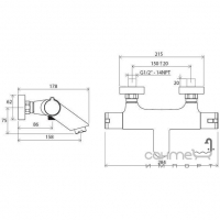 Термостатический смеситель для ванны настенный Ravak Termo TE 022.00/150, X070047