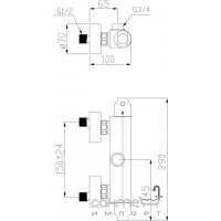 Термостатический смеситель для душа с креплением к наружной колонне Fir Dynamica 88848651000 хром 