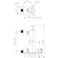 Термостатический смеситель для душа с креплением к наружной колонне и ручным душем Fir Dynamica 88848721000 хром 
