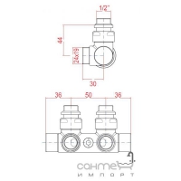 Комплект Кран Одно/Двухтрубный с обводом + Запорно-регулирующий клапан Caleido 101020
