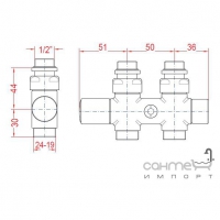 Комплект Кран прямой кран Одно/Двухтрубный с обводом + Запорно-регулирующий клапан Caleido 101060 