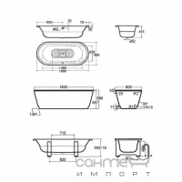 Стальная ванна овальная 180х80 отдельностоящая с панелью Sanitana Queen B80OMP.10C0 панель белая 