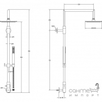 Душевая колонна с ручным душем и настенным забором воды Fir 14613321000 хром