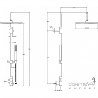 Душевая колонна с ручным душем и настенным забором воды Fir 14613721000 хром