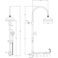 Душова колона з ручним душем та настінним парканом води Fir 1465243 хром та хром/чорна кераміка