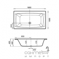 Акриловая ванна прямоугольная 180х100 Sanitana Quattro E6130