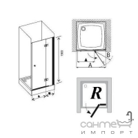 Душові двері для душового куточка Ravak SmartLine SMSD2-90 BR 0SP7BA00Z1 хром/прозоре права