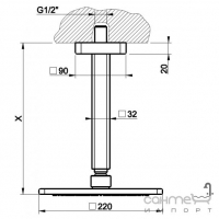 Верхній душ для стельового кріплення висота виготовляється на замовлення Gessi iSpa Private Wellness 41252