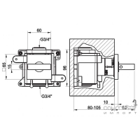 Запорный кран для термостатического смесителя, внешняя часть Gessi Rettangolo Wellness 43264/031 Хром