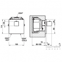 Змішувач вбудований термостатичний, зовнішня частина Gessi Quadro Wellness 43252/031 Хром