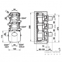 Змішувач вбудований термостатичний, зовнішня частина Gessi Ovale Wellness 43224/031 Хром