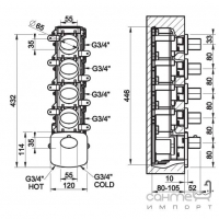 Змішувач вбудований термостатичний, зовнішня частина Gessi Ovale Wellness 43228/031 Хром