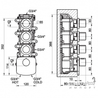 Змішувач вбудований термостатичний, зовнішня частина Gessi Tondo Wellness 43236/031 Хром