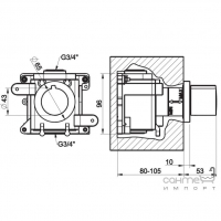 Запірний кран для термостатичного змішувача, зовнішня частина Gessi Tondo Wellness 43268/031