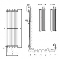 Водяний радіатор із дзеркалом Terma Passo 520 (1 ряд вішалок + полиця)