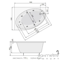 Гидромассажная асимметричная ванна 140х100 PoolSpa Orbita SILVER 1 NAVI PHAI1..SN1C0000 правая