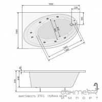 Гідромасажна асиметрична ванна 150х100 PoolSpa Orbita ECONOMY 2 PHAO5..SO2C0000 права
