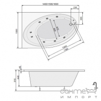Гідромасажна асиметрична ванна 160х100 PoolSpa Orbita ECONOMY 2 PHAO9..SO2C0000 права