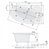 Гідромасажна асиметрична ванна 160х90 PoolSpa Nimfa EFFECTS PHA10..SELC0000 права