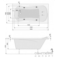 Гидромассажная прямоугольная ванна 160х75 PoolSpa Muza XL SILVER 1 PHPL7..SS1C0000