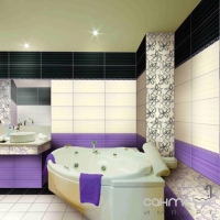 Плитка Ceramika Color Crypton violet decor 25x60 (квіти)