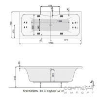 Гидромассажная прямоугольная ванна 170х75 PoolSpa Sidney ECONOMY 1 PHPNS..KO1C0000