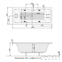 Гідромасажна прямокутна ванна 170х75 PoolSpa Sidney PLATINUM PHPNS..KPLC0090