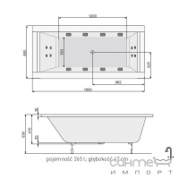 Гідромасажна прямокутна ванна 180х85 PoolSpa Windsor TITANIUM SPORT PHPNT..KSPC0000