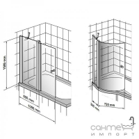 Штора для ванны Gustavsberg Logic 60+40 см UDW6040LOG171W-61