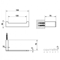 Настінний тримач для туалетного паперу вертикальний або горизонтальний Gessi Rettangolo 20855/149 Finox