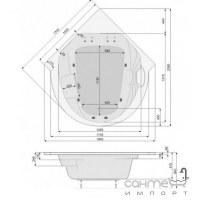 Гідромасажна ванна особливої форми 208x140 PoolSpa Roma TITANIUM SPORT PHR43..TSPC0000