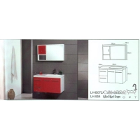 Комплект мебели для ванной комнаты с зеркалом H2O LH-B072A (цвет красный) (уценка)