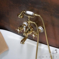 Смеситель для ванны Yatin Saine Gold 8053060VF с ручным душем и душевым шлангом золото