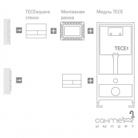 Панель змиву скляна (чорне скло) TECE TECEsquare 9.240.808 позолочені клавіші