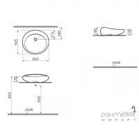 Умывальник на столешницу 60см без отверстия VitrA Istanbul 4280B003-0016 белый