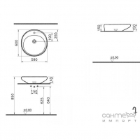 Умывальник на столешницу 60см с 1м отверстием VitrA Istanbul 4279B070-0041 черный