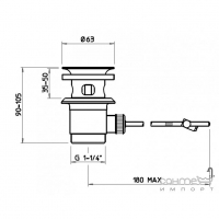 Донний клапан для раковини з автоматичною пробкою та зливом-переливом Gessi 01066 Хром шліфований та Finox