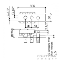 Термостатический смеситель с двухходовым переключателем, встраиваемый Bonomi Showers 122328 Хром