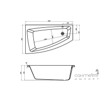 Асимметричная акриловая ванна Cersanit Lorena 140x85 правосторонняя