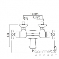 Термостатический смеситель для ванны с душевой лейкой Tres Monoclasic 1900 032.176.09 Хром