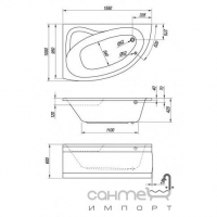 Правостороння гідромасажна ванна Kolpa-San Romeo-D 155 Water S (сенсор) на каркасі