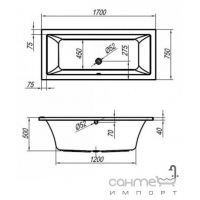 Прямокутна гідроаеромасажна ванна Kolpa-San Rapido 170 Luxus (сенсор) на каркасі