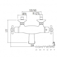 Термостатический смеситель для ванны с душевой лейкой Tres Retro-Tres 024.174.09 Хром
