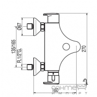 Змішувач для ванни термостатичний з душовою лійкою BASIC Tres Tresmostatic 1.90.172.9