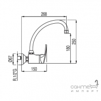 Смеситель для кухни настенный ECO-TRES Tres Kitchen 1.70.218.02 Хром 