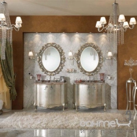 Овальне дзеркало у дереві для ванної кімнати Lineatre Gold Componibile 13008 сусальне срібло
