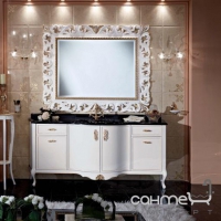 Дзеркало у дереві для ванної кімнати Lineatre Gold Componibile 13016 сусальне срібло