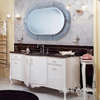 Фигурное зеркало в литом стекле для ванной комнаты Lineatre Gold Componibile 13017 сусальное серебро