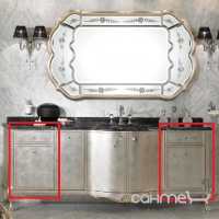 Тумба 40 см з ящиком та дверцятами для ванної кімнати Lineatre Gold Componibile 13027 сусальне срібло