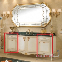 Тумба 40 см з ящиком та дверцятами для ванної кімнати Lineatre Gold Componibile 13L27 патинований з декором